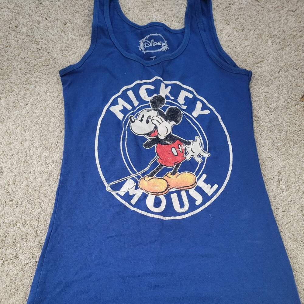 Disney Mickey Mouse Blue Cotton Graphic Tank Top